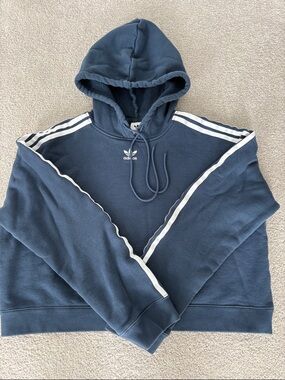 Ladies Adidas Blue Hooded Sweatshirt